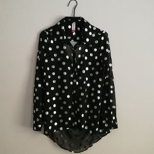 Asymmetrical Polka Dot Blouse